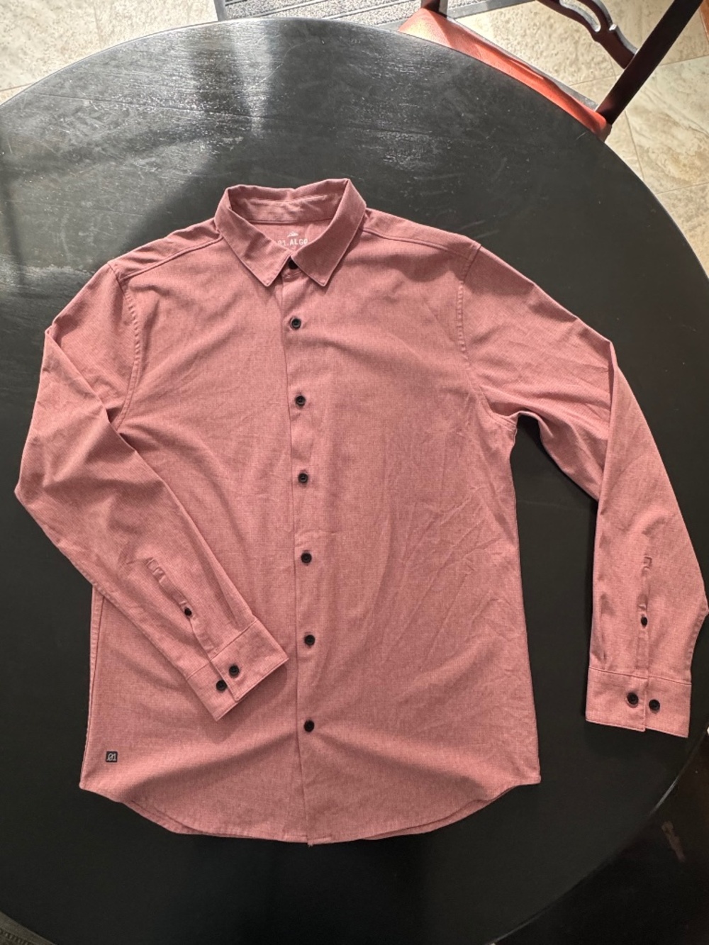 01.Algo Rosewood Check Performance Shirt Men's Medium Button Up Long Sleeve